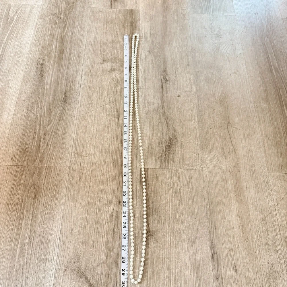 Vintage‎ Faux Pearl Necklace Double Strand Cream Beaded Statement Retro Y2K 90s